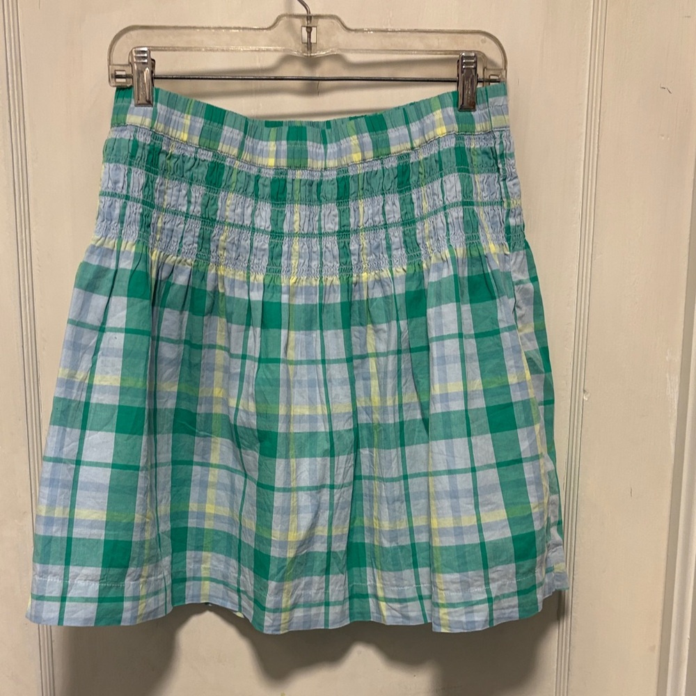 Free Assembly Green, Blue, and Yellow Plaid A-Line Skirt Meduim